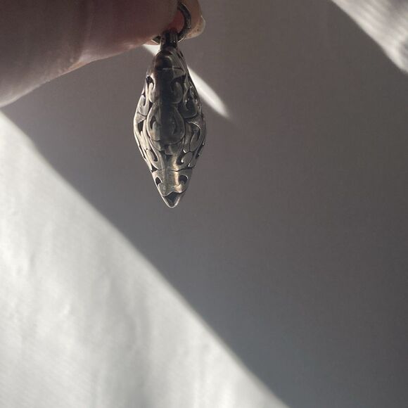 Vintage Sterling Silver 925 Ornate Puffy Heart Pendant Open Romantic ByJezlaine - Picture 5 of 9